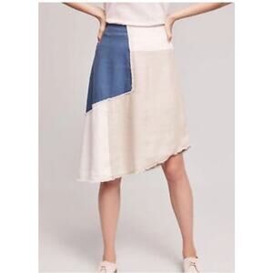 NEW Anthropologie Holding Horses Skirt Womens 12 Patchwork Asymmetrical Hem